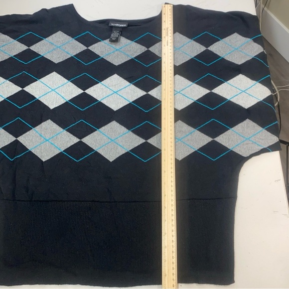 Y2K Preppy Lane Bryant Argyle Sweater 22/24W Batwing Dolman Sleeve Knit Top - Picture 7 of 7